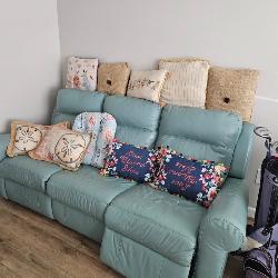 Recliner Sofa and Pillows