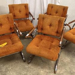 Lot # : 11 - Cleo Baldon MCM Chrome & Wood Chairs
