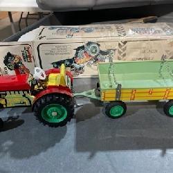 Vintage Kovap Zetor Traktor S Valnikem Metal Die Cast Tractor And Cart W/ Box