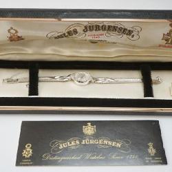 1016	JULES JURGENSEN LADIES 14 K WHITE GOLD WATCH WITH DIAMONDS, NEW IN BOX