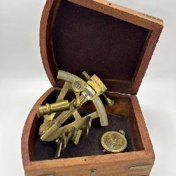 Unique Antique Items like this Sextant & Compass Set