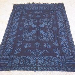 1001	1846 HESTER POLIS HAND WOVEN COVERLET, SOME WEAR, APPROXIMATELY 69 IN X 88 IN