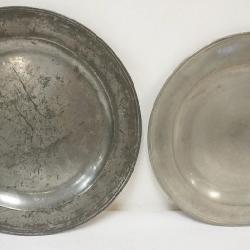 1067	LARGE PEWTER CHARGER MARKED SWANSON, 18 1/4 IN, OTHER WORN MARK, APPROXIMATELY 16 1/2
