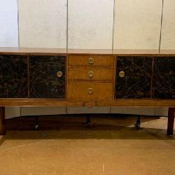Mitchell Litt Sideboard Cabinet With Brass Ring Hardware And Subtle Cherry Blossom Motif.