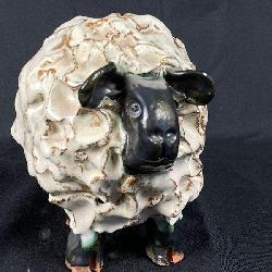 Hand Crafted Wooly Sheep Figurine.