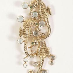 6250031: 18K Gold Seahorse and Aquamarine Convertible Pendant Brooch, Carey Boone Nelson FJS3