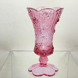 Vintage Fenton Pink Cast Glass Floral Vase. 