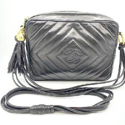 Vintage Chanel Black Leather Handbag With Red Wine Hued Lining. Includes Dust Bag. Authenticity Not Authenticated.