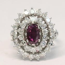 natural ruby ring with 3.0 ct diamonds