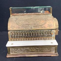 1910'S National Cash Register Company Brass Cash Register With Ornate Pattern Breast Plate. 