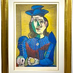 Lot #828 Original Pablo Picasso Color Lithograph- Femme assise (Dora Maar).