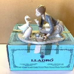 Lladro 4849 Food For Ducks Porcelain Figurine
