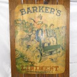 BARKERS LINIMENT WOODEN SIGN