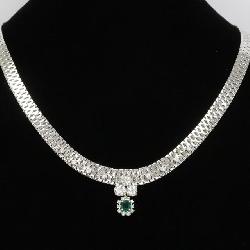 14k w/g emerald diamond necklace