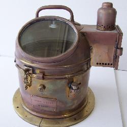 Lot 80  Royal Navy Binnacle w/Compass, brass and copper, has original oil illumination burner