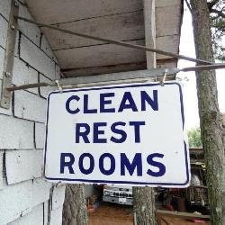PORC. CLEAN REST ROOMS SWINGER SIGN
