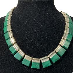 Sterling And Malachite Collar Necklace