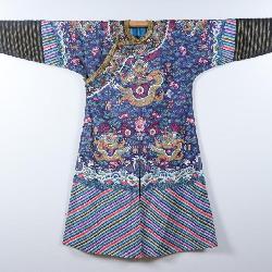Chinese Blue Silk Kesi 12 Symbol Semi-Formal Robe, Qing Dynasty