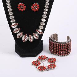 Mary Marie Bracelet and Earring Set together with a Necklace and a Matthew Charley Cuff
