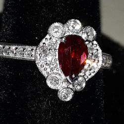 Platinum Diamond & Ruby Ring W/Appraisal