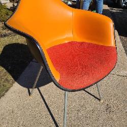 Mid Century Modern 1960's Herman Miller Orange Upholstered Arm-Chair