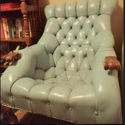 Carl Forslund Rip Van Lee Sleepy Hollow Tufted Leather Chair & Ottoman Set