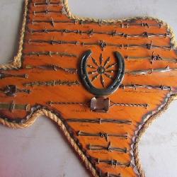 Texas shape wall art made BARBED WIRE COLLECTION,