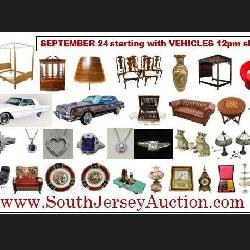 South Jersey Auction Sept. 24th 12pm Sharp QUALITY estate online only auction vehicles, loads of furniture & furnishings, fine jewelry, lighting, artwork, coins & collectibles 