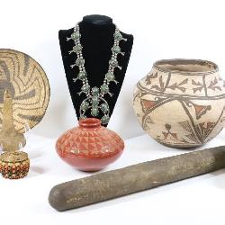 Native American Pottery, Baskets, Beadwork and Artifacts 