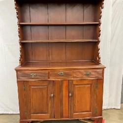 1830'S CHERRY 2PC. PEWTER CUPBOARD