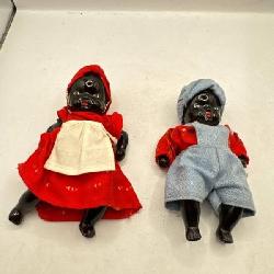 Vintage Black African American AA Porcelain / Ceramic Strung Arm Legs Doll Small