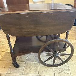 Antique Drop Leaf Rolling Cart