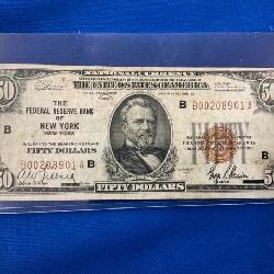 $50 NATIONAL CURRENCY NY B00208901AB