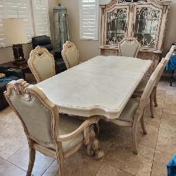 F - FORMAL DINING TABLE, CHAIRS & CHINA HUTCH