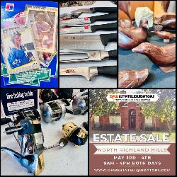**This Fri & Sat** Incredible NRH Estate Sale! Fishing, Outdoor, Cutco, Baseball Cards, Collectibles, Art & Much More!