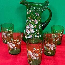 Z - HAND PAINTED PITCHER W/ GLASSES (F121)
