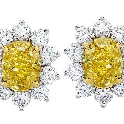 Fancy Intense Yellow Diamond Earrings