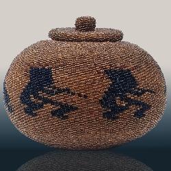 Native American Beaded Basket With Lid