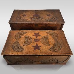 Pair Of 18th C Federalist Era Inlaid Wood Dresser Boxes