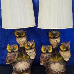 Pair of Vintage Owl Lamps