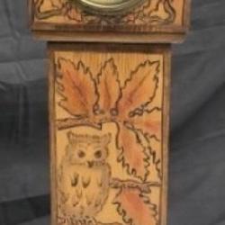 Vintage Handmade Pyrography Wooden Clock