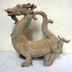 1186	CHINESE TERRACOTTA FIGURE OF DRAGON, APPROXIMATELY 17 IN X 6 IN X 17 IN H