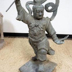 1220	BRONZE GARDEN STATUE, CHINESE WARRIOR, APPROXIMATELY 42 IN H