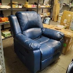 Blue Faux Leather Massager Chair