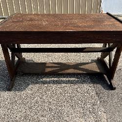 Late 1800's Kimball Furniture Comp Tiger Oak Library Table
