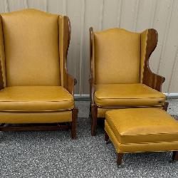 Stickley Mid Century Modern Chairs with Matching Ottoman