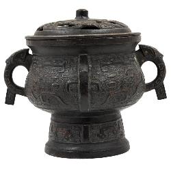 A Heavy Cast Metal Chinese Archaic Style Censer