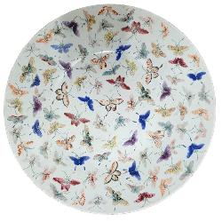 A Fine Chinese Famille Rose Charger With Painted Butterflies