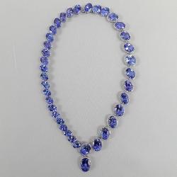 Oscar Friedman Platinum Tanzanite & Diamond Necklace. Necklace